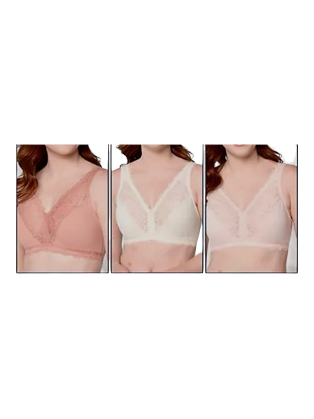 Breezies soft support Lace Trim Wireless Bralette - Blush, Ivory, Light Pink